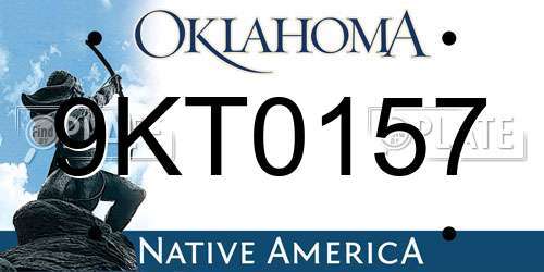 9KT0157 Oklahoma License Plate