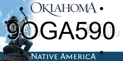 9OGA590 Oklahoma License Plate