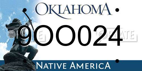 9OO024 Oklahoma License Plate