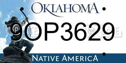 9OP3629 Oklahoma License Plate