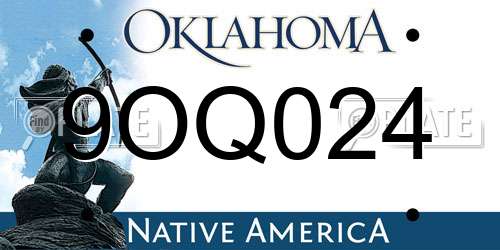 9OQ024 Oklahoma License Plate