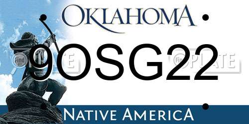 9OSG22 Oklahoma License Plate