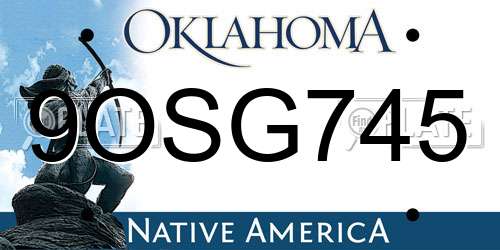 9OSG745 Oklahoma License Plate