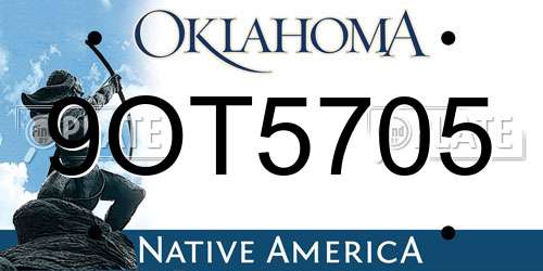 9OT5705 Oklahoma License Plate
