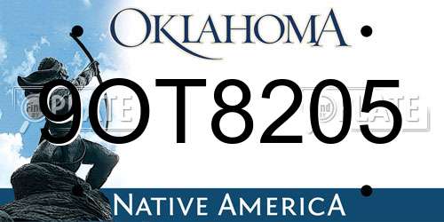 9OT8205 Oklahoma License Plate