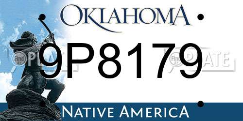 9P8179 Oklahoma License Plate