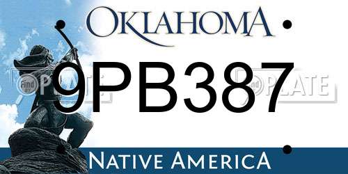 9PB387 Oklahoma License Plate