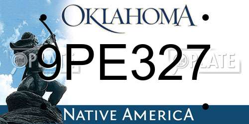9PE327 Oklahoma License Plate