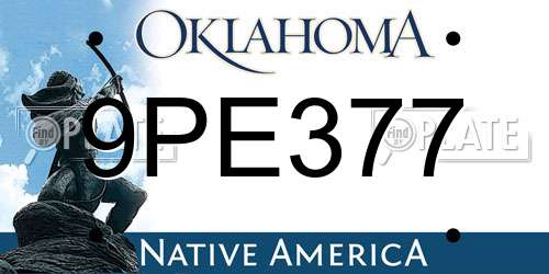 9PE377 Oklahoma License Plate