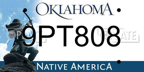 9PT808 Oklahoma License Plate