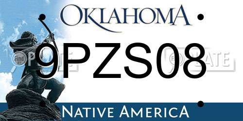 9PZS08 Oklahoma License Plate