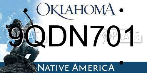 9QDN701 Oklahoma License Plate