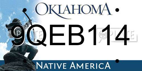 9QEB114 Oklahoma License Plate