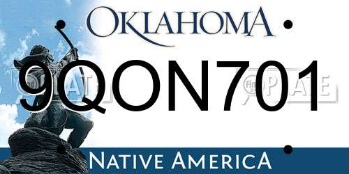 9QON701 Oklahoma License Plate