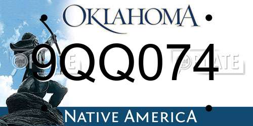 9QQ074 Oklahoma License Plate