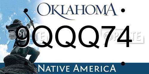 9QQQ74 Oklahoma License Plate