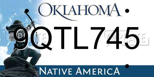 9QTL745 Oklahoma License Plate