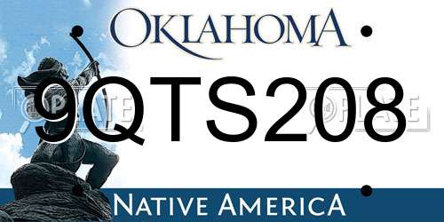9QTS208 Oklahoma License Plate
