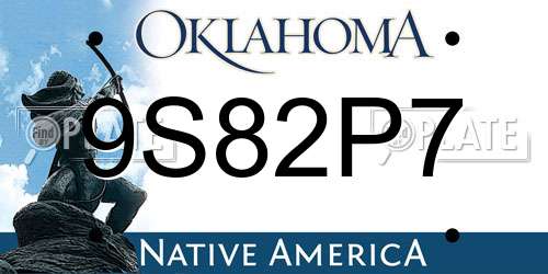 9S82P7 Oklahoma License Plate