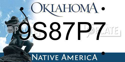 9S87P7 Oklahoma License Plate