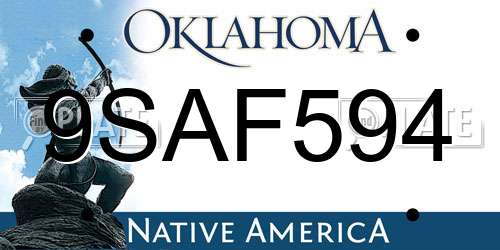 9SAF594 Oklahoma License Plate