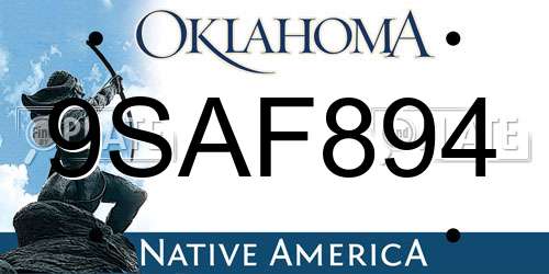 9SAF894 Oklahoma License Plate