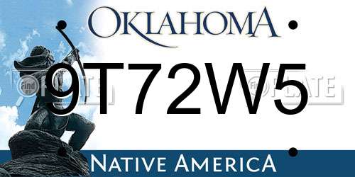 9T72W5 Oklahoma License Plate