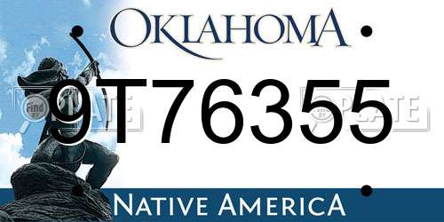 9T76355 Oklahoma License Plate
