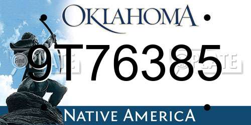 9T76385 Oklahoma License Plate