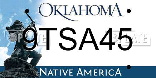 9TSA45 Oklahoma License Plate