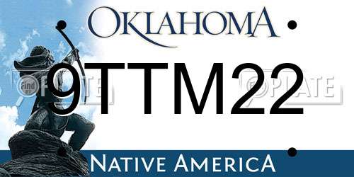 9TTM22 Oklahoma License Plate