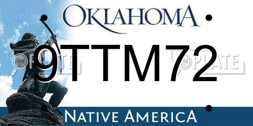 9TTM72 Oklahoma License Plate