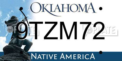 9TZM72 Oklahoma License Plate