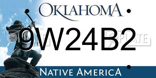 9W24B2 Oklahoma License Plate