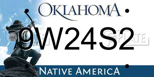 9W24S2 Oklahoma License Plate