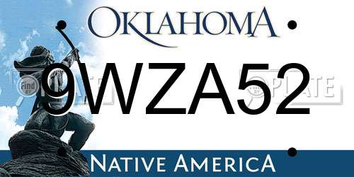 9WZA52 Oklahoma License Plate