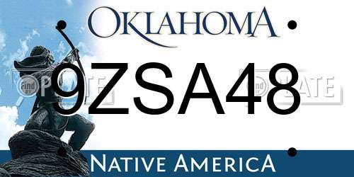 9ZSA48 Oklahoma License Plate