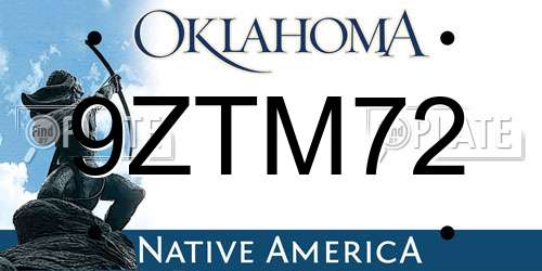 9ZTM72 Oklahoma License Plate