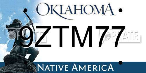 9ZTM77 Oklahoma License Plate