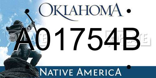 A01754B Oklahoma License Plate
