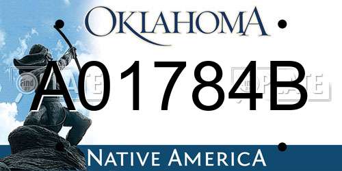 A01784B Oklahoma License Plate