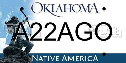 A22AGO Oklahoma License Plate