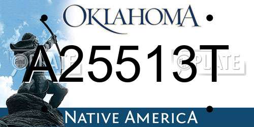 A25513T Oklahoma License Plate