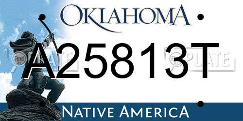 A25813T Oklahoma License Plate