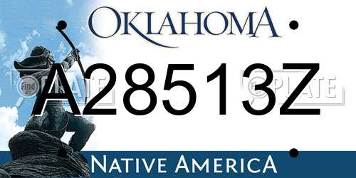A28513Z Oklahoma License Plate