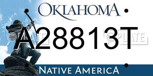 A28813T Oklahoma License Plate