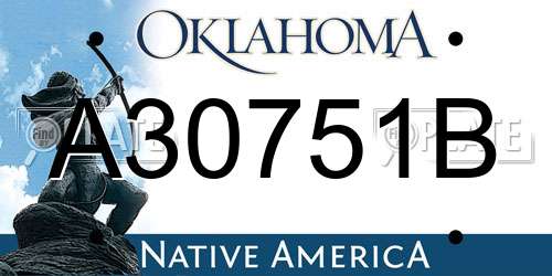 A30751B Oklahoma License Plate