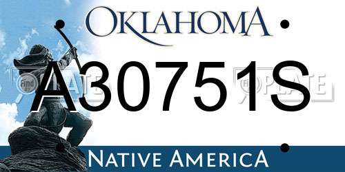 A30751S Oklahoma License Plate