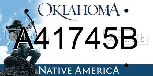 A41745B Oklahoma License Plate