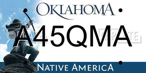 A45QMA Oklahoma License Plate